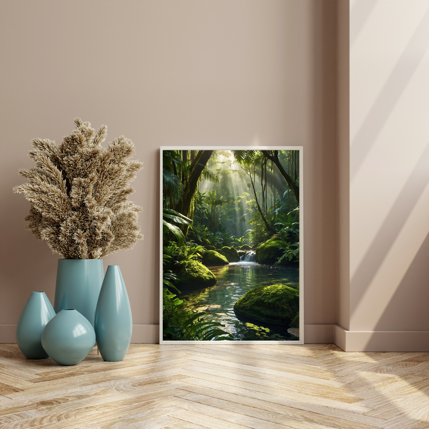 🖼️ Sunny Jungle Poster – Tropical Wall Art with Lush Sunlight & Greenery