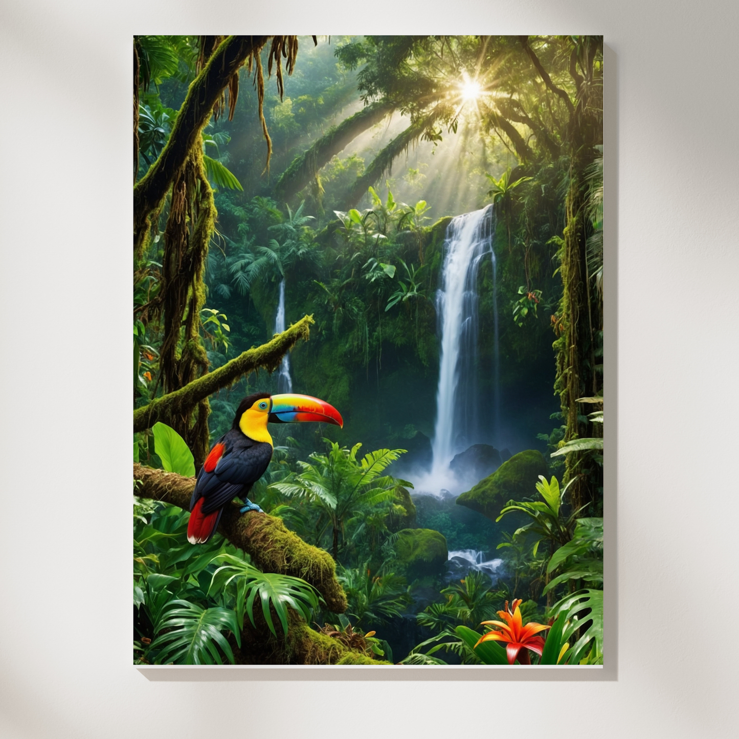 🦜 Costa Rica Jungle Poster – Macaw & Wildlife Tropical Wall Art