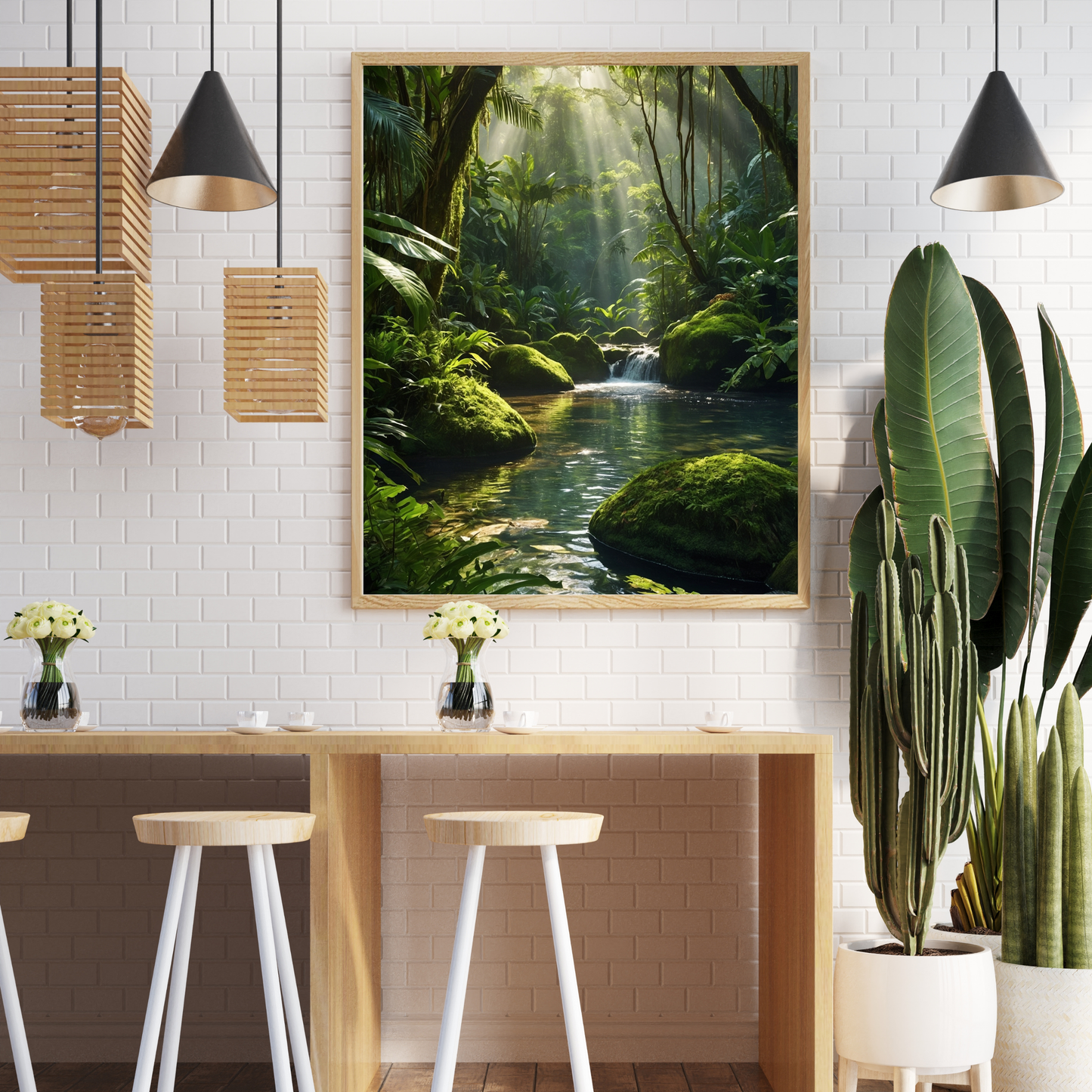 🖼️ Sunny Jungle Poster – Tropical Wall Art with Lush Sunlight & Greenery