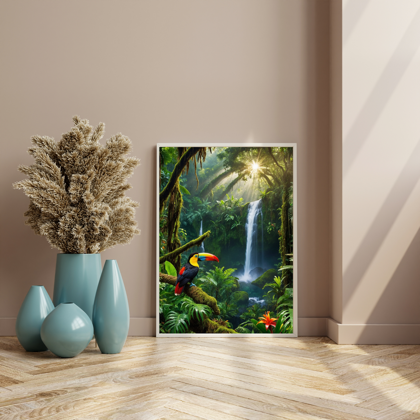 🦜 Costa Rica Jungle Poster – Macaw & Wildlife Tropical Wall Art