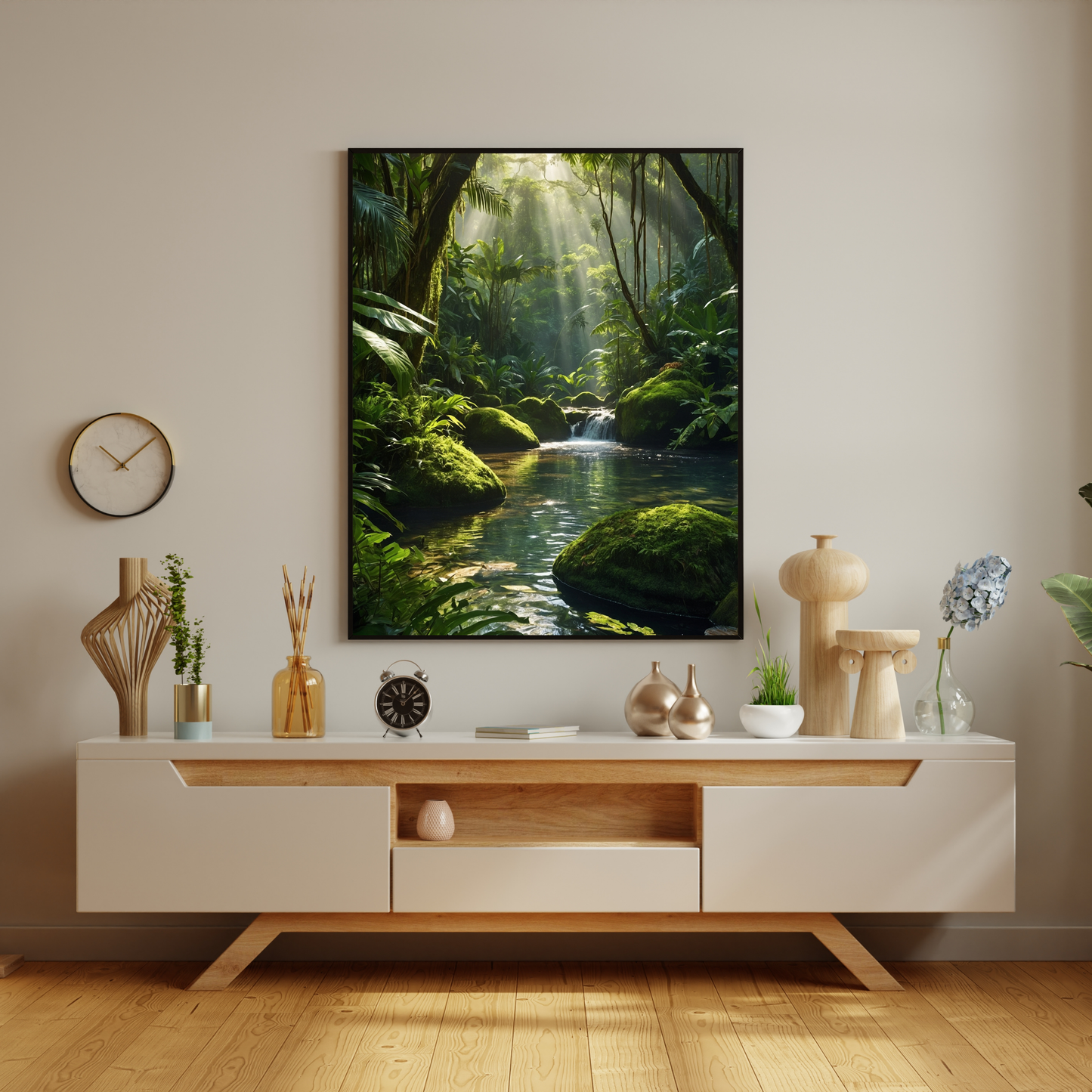 🖼️ Sunny Jungle Poster – Tropical Wall Art with Lush Sunlight & Greenery
