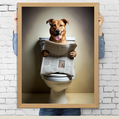 Dog Reading Newspaper Print – Funny & Whimsical Wall Art for Pet Lovers