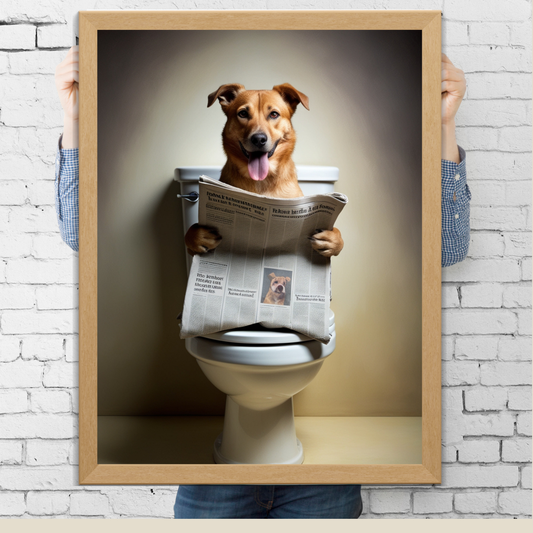 Dog Reading Newspaper Print – Funny & Whimsical Wall Art for Pet Lovers