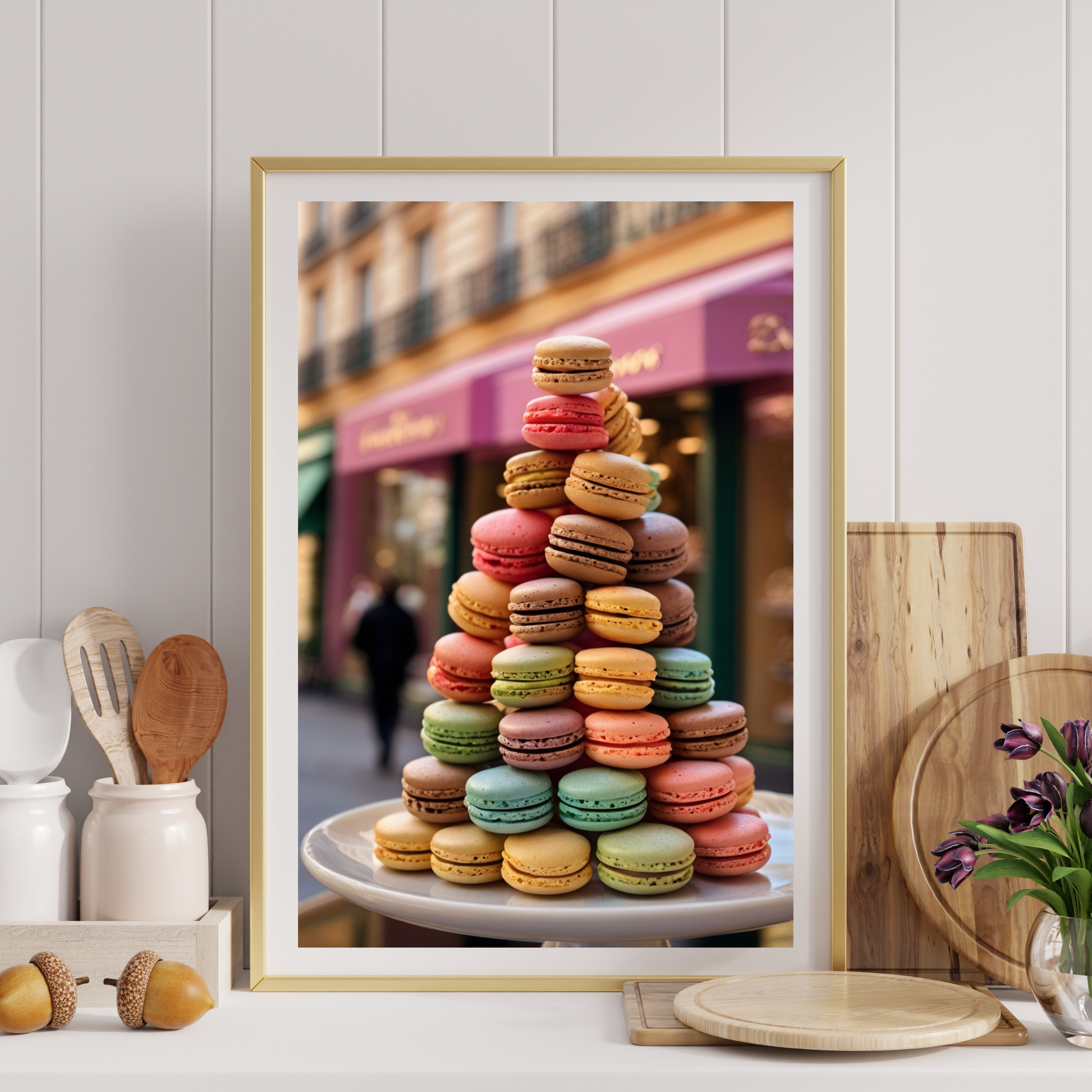 Macaron Tower Poster Print – Elegant & Whimsical Wall Art for Your Home