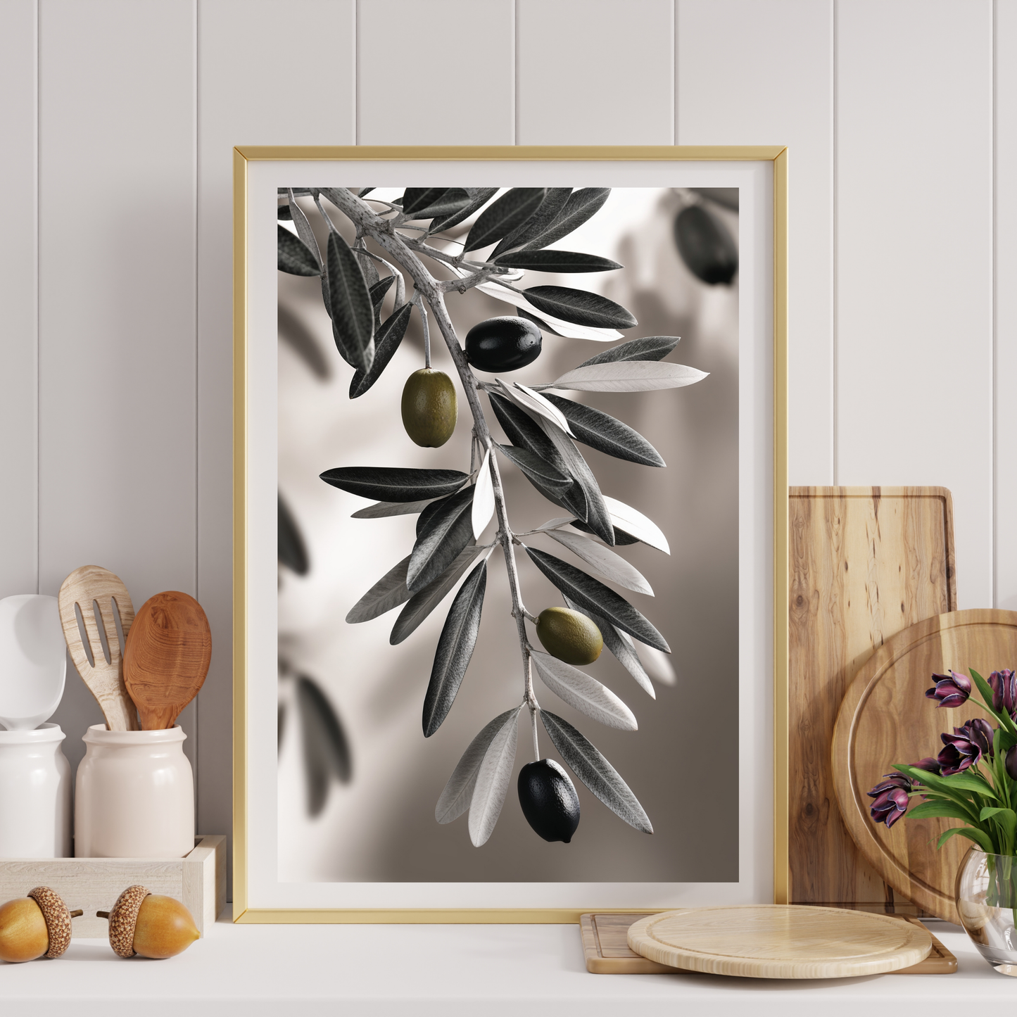 Olive-Themed Kitchen Poster – Elegant and Inviting Decor