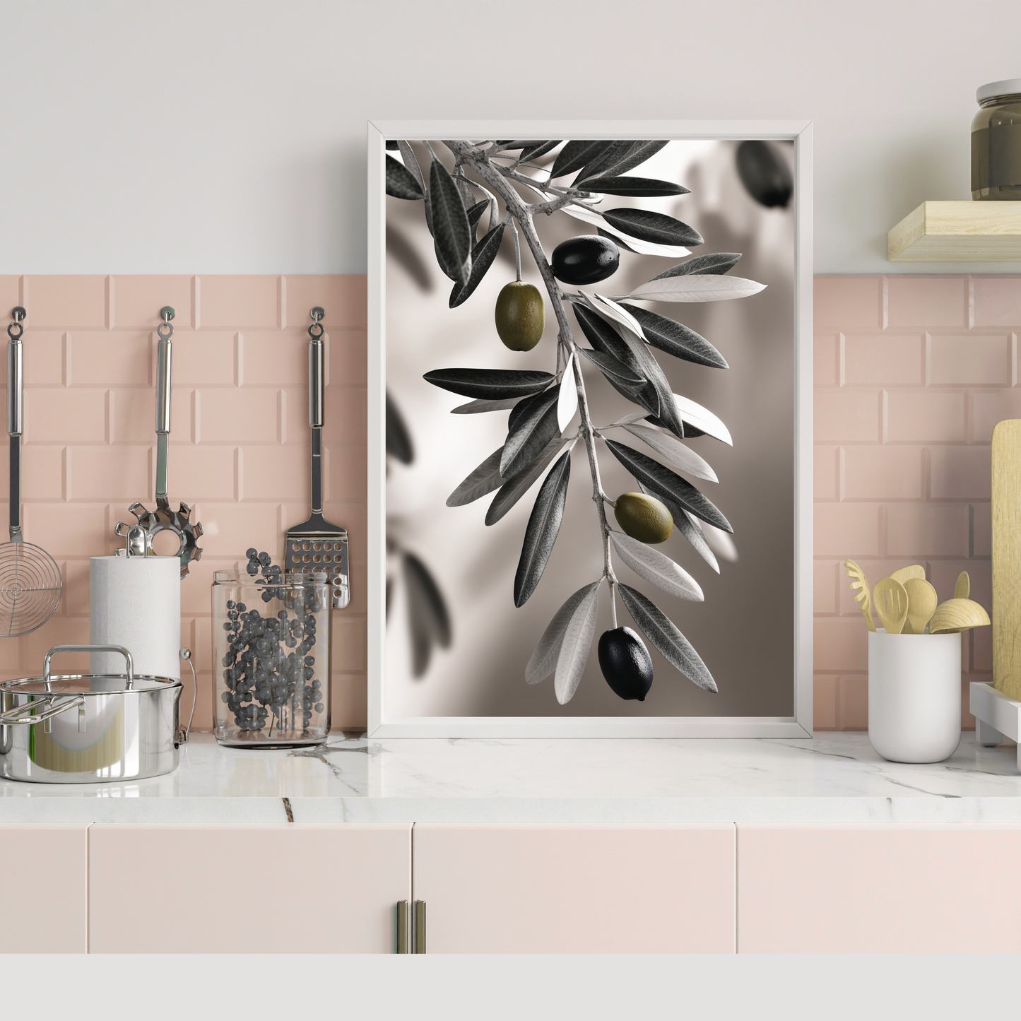 Olive-Themed Kitchen Poster – Elegant and Inviting Decor