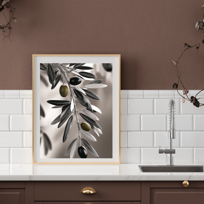 Olive-Themed Kitchen Poster – Elegant and Inviting Decor