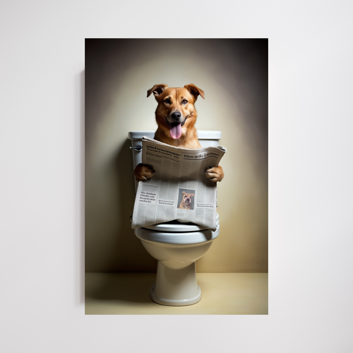 Dog Reading Newspaper Print – Funny & Whimsical Wall Art for Pet Lovers