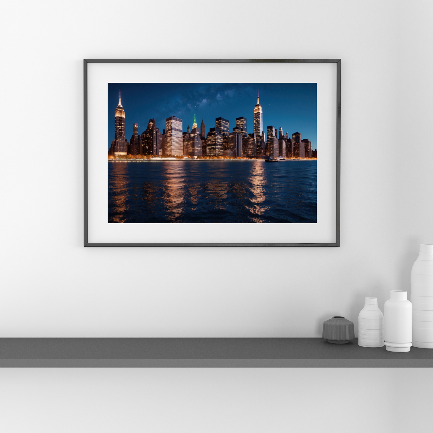 NYC Skyline at Night Poster – Bring the City’s Iconic View to Your Space!