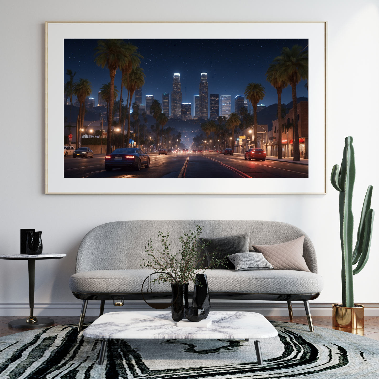 Los Angeles Skyline at Night Poster – The City of Dreams, Lit Up ✨🌃