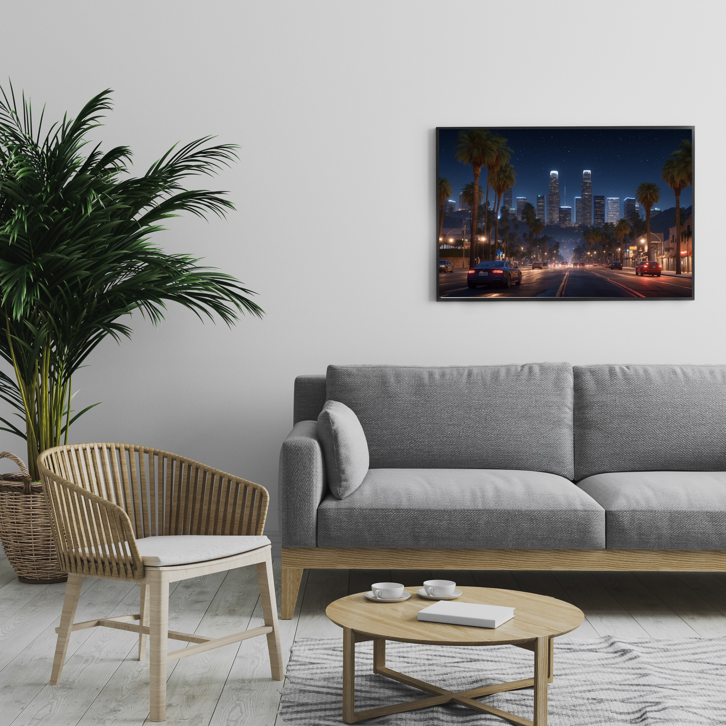 Los Angeles Skyline at Night Poster – The City of Dreams, Lit Up ✨🌃