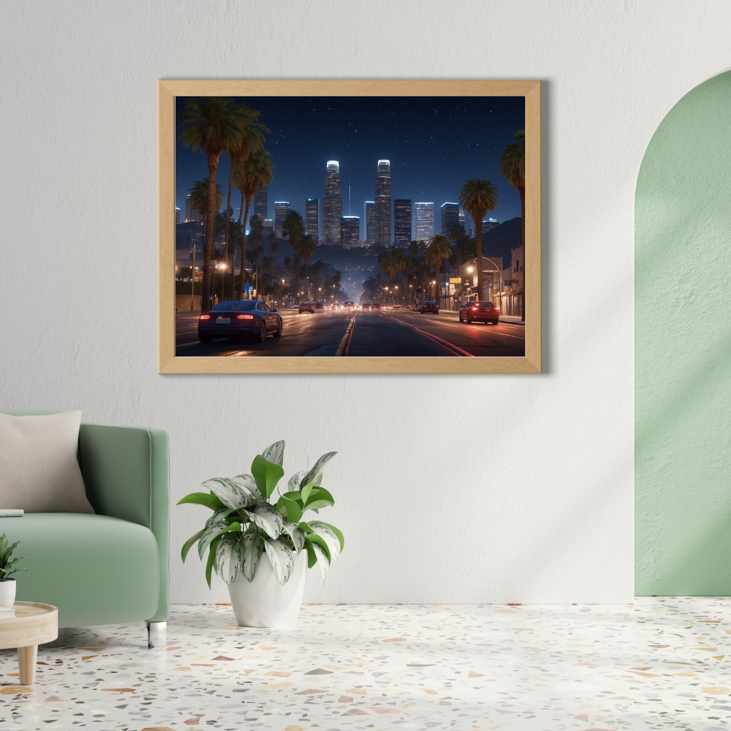 Los Angeles Skyline at Night Poster – The City of Dreams, Lit Up ✨🌃