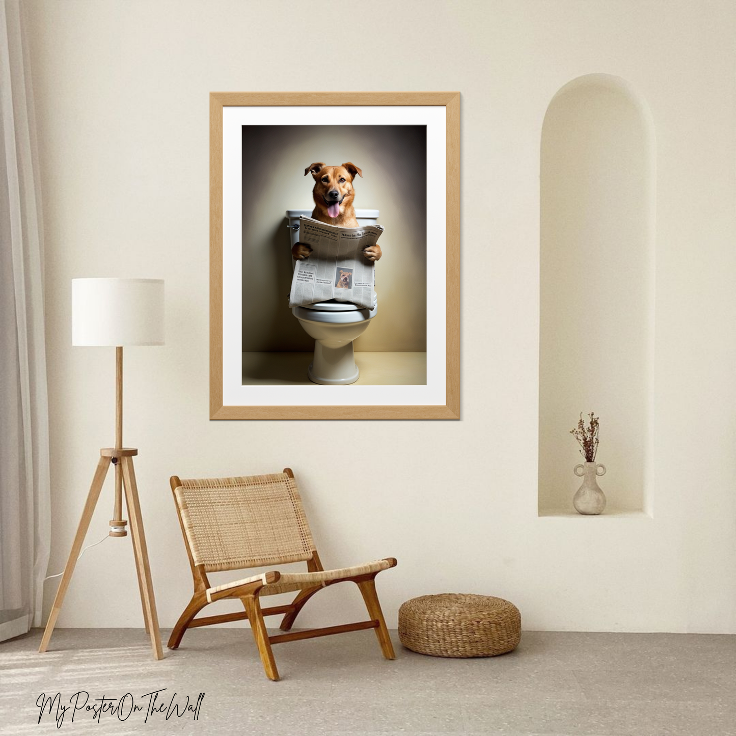 Dog Reading Newspaper Print – Funny & Whimsical Wall Art for Pet Lovers