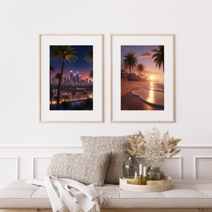 Los Angeles Sunset Poster – Capture the Magic of the Golden Coast 🌅🌴