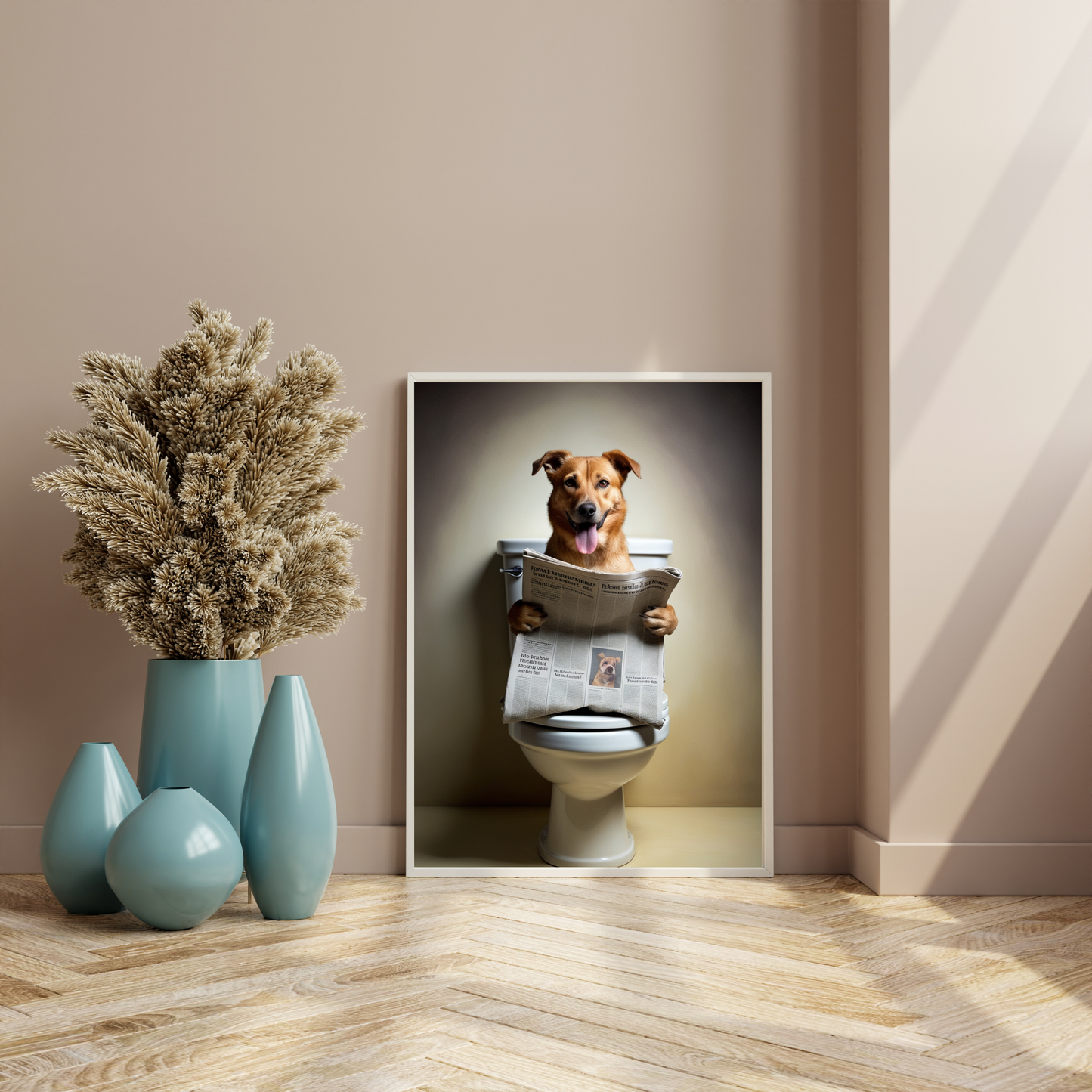 Dog Reading Newspaper Print – Funny & Whimsical Wall Art for Pet Lovers