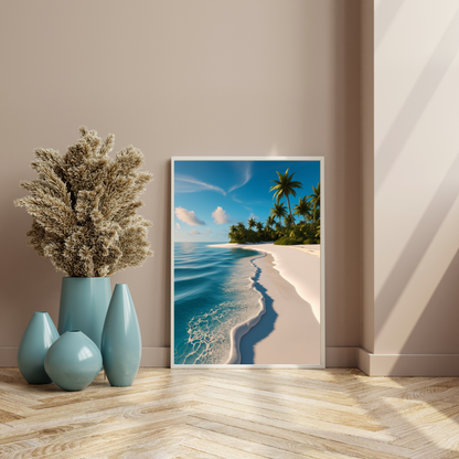 Maldives Paradise Poster – Tropical Beach & Blue Ocean