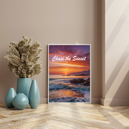 Chase the Sunset Poster – A Reminder to Slow Down &amp; Enjoy the View 🌅