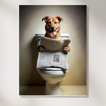 Dog Reading Newspaper Print – Funny & Whimsical Wall Art for Pet Lovers