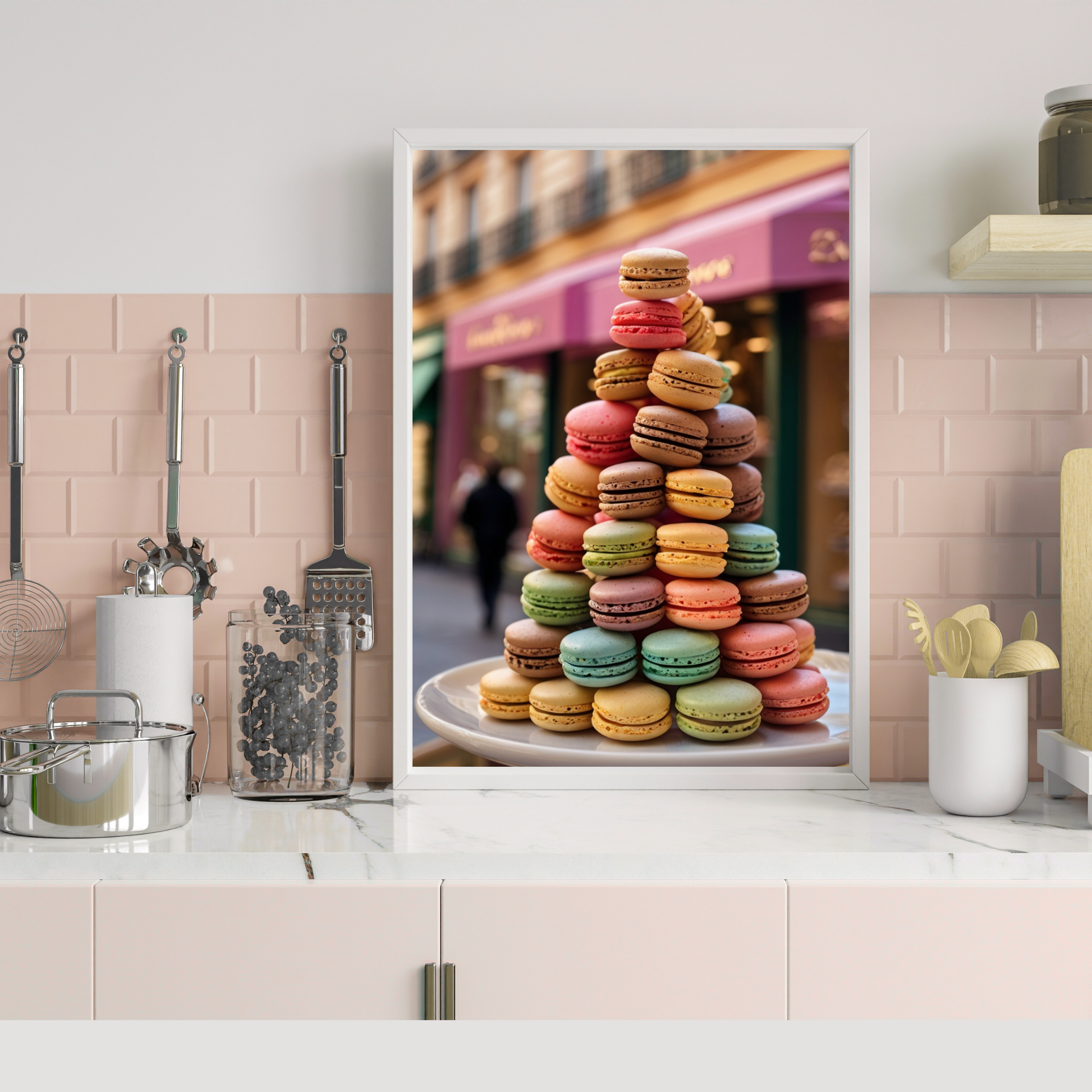 Macaron Tower Poster Print – Elegant & Whimsical Wall Art for Your Home