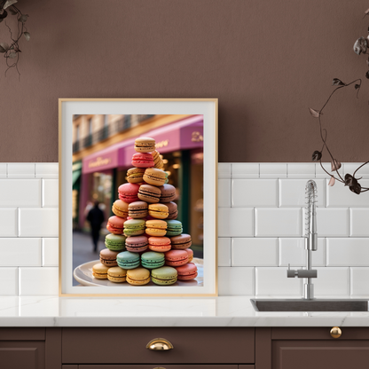 Macaron Tower Poster Print – Elegant & Whimsical Wall Art for Your Home